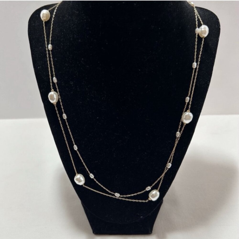 Stella & Dot Modern Bohemian Pearl Station Necklace White Pearl N1185W NWT